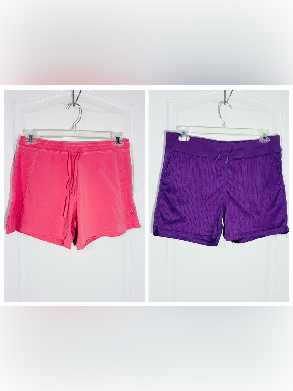 2 Pr Drawstring Lounge Shorts Lot Greensource Pink & Polyester Purple Size Large